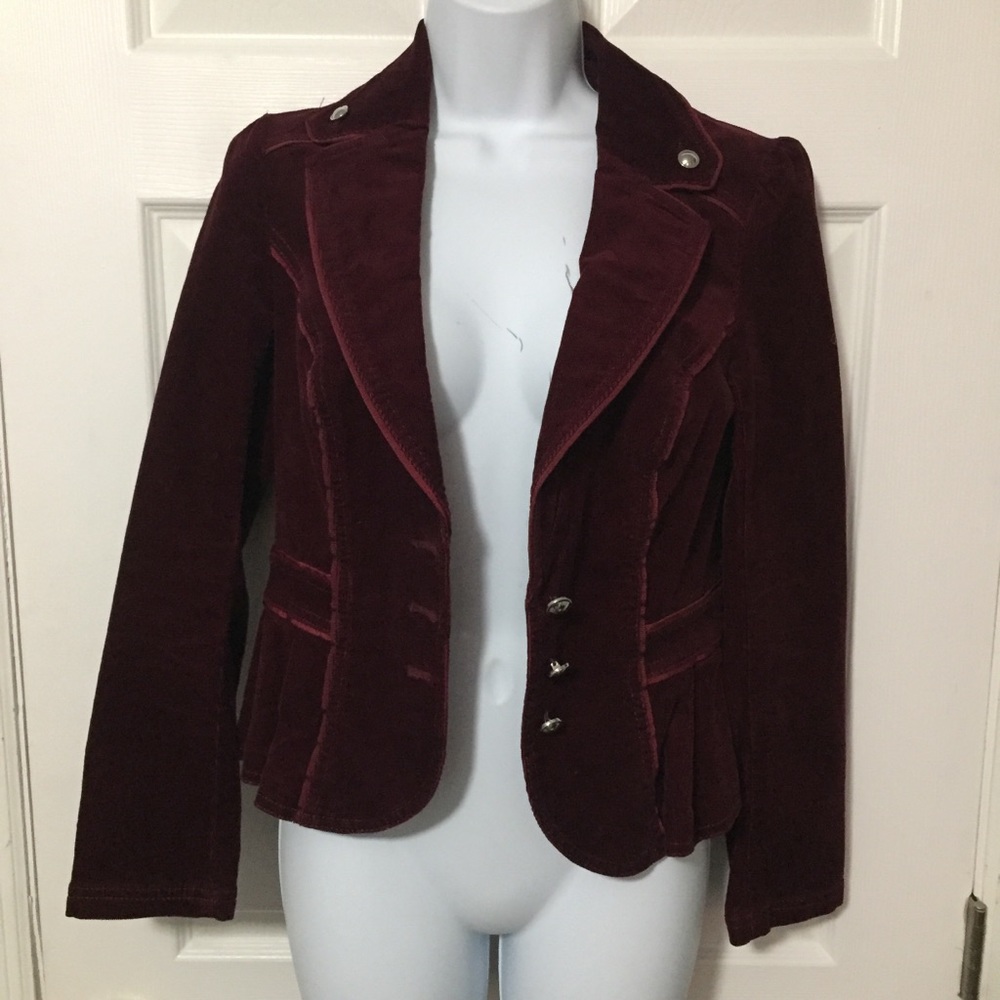 White house black market velvety burgundy blazer